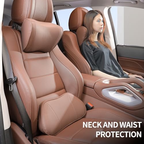 Car Lumbar Support Pillow for Driving Seat, Brown, 1 Pack - Image 6