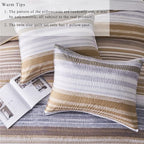 KAKIJUMN Striped Full/Queen Quilt Bedding Set, Soft Bedspread, Warm Tan - Image 6
