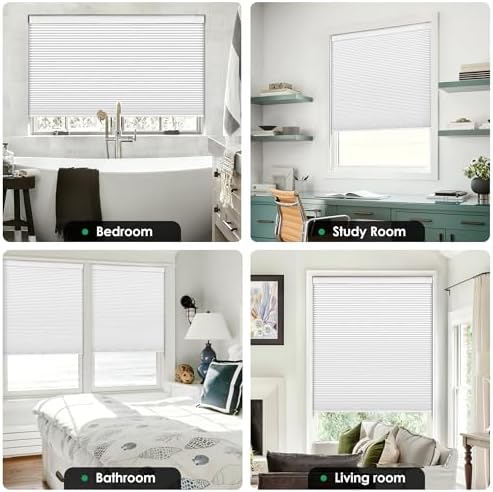 LazBlinds No Drill Cordless Cellular Shades, 23" W x 64" H, White - Image 5