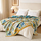 Boho Throw Blanket, 100% Soft Cotton Floral Quilt, Throw 50"x 60" - Image 7