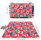 Large Outdoor Picnic Blanket Canadian American Flag Pattern Foldable Beach Blanket Waterproof SandProof Family Picnic Mat - Image 2