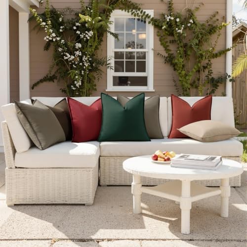 decorUhome Outdoor Waterproof Faux Linen Throw Pillow Covers 26x26 Set of 2 - Image 4