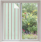 Window Privacy Film Frosted, Light Green Brown Striped Non-Adhesive Static Cling Window Tint, Modern Farmhouse Vertical Stripes Insulated Windows Frosted Films for Living Room, 35.4 x 78.7 Inches by Unknown