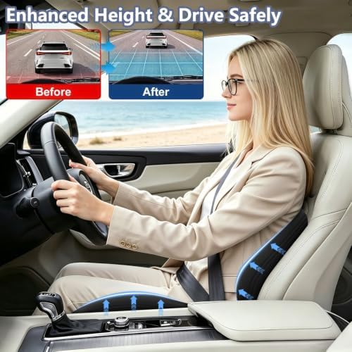 Car Seat Cushion with Lumbar Support Pillow - Memory Foam Driver Seat Cushion for Back & Sciatica Pain Relief, Washable Cover, Non-Slip Bottom for Long Driving (Black) - Image 6