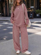 Women's 2 Piece Striped Lounge Set Wide Leg Pants Matching Pajamas Set - Image 2