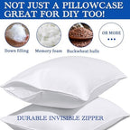 Precoco White Pillow Cases Queen Size Set of 4 | 100% Cotton Pillowcases with Zipper Hidden | Premium Cooling Decorative Pillow Covers with 600 Thread Count, Soft & Smooth, 20x30 inches - Image 3