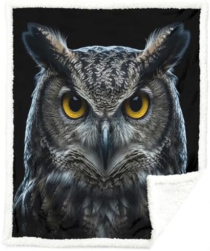 Owl Sherpa Blanket Animal Print Throw Blanket for Men and Women Soft Warm Cozy 60x80 Inches Wisdom Design Bedroom Couch Study Room Decor Gift for Birthday Housewarming Anniversary by Sleepwish