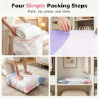 No Pump Vacuum Storage Bags, 2026 Upgrade 3D Cube Space Saving Large-Capacity Vacuum Bags, No Pump Needed Press and Seal Compression Bag for Comforters, Blankets, Clothes, Travel (4PCS,31.5 * 39.4) - Image 5