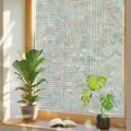 Window Privacy Film Static Cling, Sage Green Modern Striped Decorative Stained Glass Window Film for Floor-to-Ceiling Glass/Large Patio Doors, Grid Line Blocks Farmhouse 29.5 x 118 Inches by Pinroote