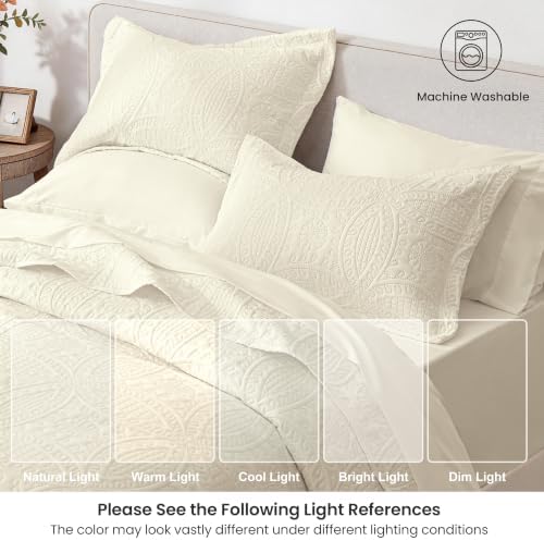 Love's cabin Quilts for Queen Bedspreads, 7 Pieces Bed in a Bag, Beige - Image 6