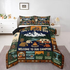 Erosebridal Camping Themed Full Size Bedding Set for Kids, Outdoor RV Bunk Camper Comforter Sets for Girls Boys, Forest Bear Rustic Mountain Bed Set Quilt, Camping Lover Gifts Bedroom Decor by Erosebridal