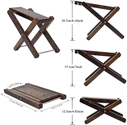Wood Guitar Foot Stool Black Walnut Solid Wood Footrest 3-Level Adjustable Height Folding Widen Guitar Pedal - Image 4