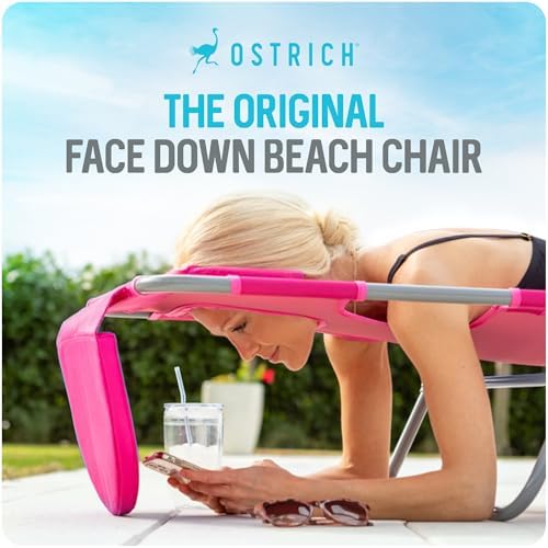 Ostrich The Altitude 3N1 Reclining Lounge Chair, Relaxing Beach Seat, Pink - Image 5