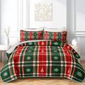 HOSIMA Christmas Red Green Plaid Quilt King Size with 2 Pillowcases. by HOSIMA