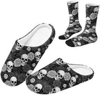 Jeiento Fuzzy Slippers and Sock Set Women's Warm Cozy Memory Foam House Shoes Soft Slip-on Slides by Jeiento