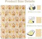 Cute Monkey and Banana Throw Blanket, Lightweight Warm Adorable Cartoon Animal Flannel Blanket, Home Decor and Gifts, Soft Cozy Blankets for Women Kids Boys Girls, 60"x80" for Bed Couch Travel - Image 3