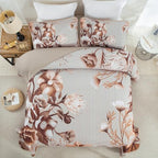 Drucon Khaki Quilt Set King Size Bedding Set 3 Pieces Boho Floral Quilt - Image 3