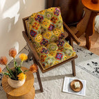 vctops 2 Pack Boho Geometric Chair Cushions with Ties U-Shaped Soft Cozy Cotton Linen Chair Pads Non Slip Seat Cushions for Indoor Dining Room and Kitchen Chairs (Yellow,18"x18") - Image 2