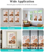Window Privacy Film Frosted, Thanksgiving Static Cling Door Window Covering, Fall Orange Car Pumpkin Maple Wood Grain UV Blocking Windows Film for Office, Hotel, Bedroom, 29.5 x 78.7 Inches - Image 7