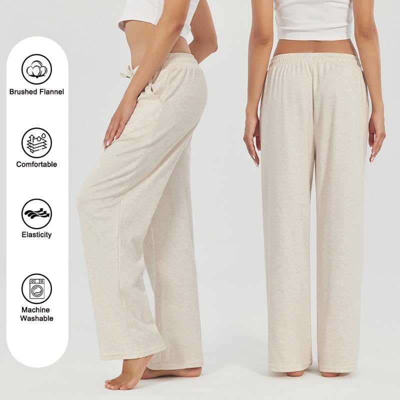 3-Pack Women's Lounge Pants, Wide Leg Sweatpants with Pockets - Image 2