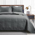 Love's cabin Quilts for Full Bed Dark Grey Bedspreads Bedding Set - Lightweight Bedspread Comforter - Coin Pattern Bedding Coverlet for All Season - 3 Pieces (1 Quilt, 2 Pillow Shams) by Lovescabin
