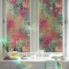 Window Privacy Film Static Cling, Colorful Geometric Decorative Stained Glass Window Film for Floor-to-Ceiling Glass/Large Patio Doors, Modern Boho Blocks Abstract Art 29.5 x 118 Inches - Image 6