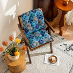 vctops 2 Pack Boho Geometric Chair Cushions with Ties U-Shaped Soft Cozy Cotton Linen Chair Pads Non Slip Seat Cushions for Indoor Dining Room and Kitchen Chairs (Blue,18"x18") - Image 3