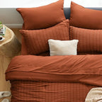 Love's cabin Seersucker Terracotta Twin Comforter Set, 5-Piece Bed in a Bag - Image 3
