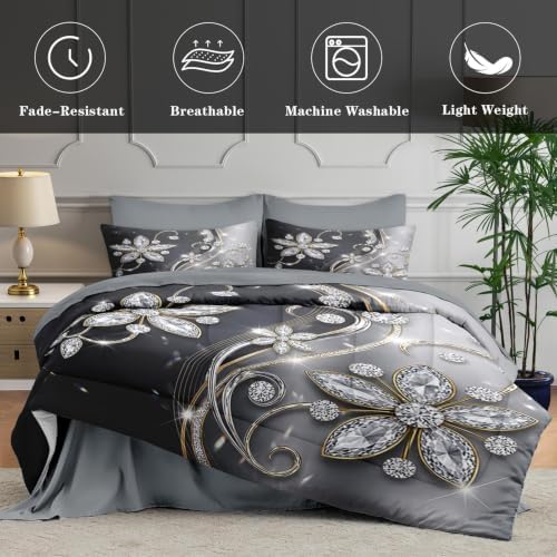WeCozy Queen Comforter Set with Sheets, 7 Pieces Diamond Crystal Bedding - Image 5