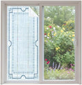 Window Privacy Film Frosted, Pale Blue Botanical Non-Adhesive Static Cling Window Tint, Vintage Florals Geometric Minimalist Insulated Windows Frosted Films for Living Room, 35.4 x 78.7 Inches by Unknown