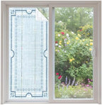 Window Privacy Film Frosted, Pale Blue Botanical Non-Adhesive Static Cling Window Tint, Vintage Florals Geometric Minimalist Insulated Windows Frosted Films for Living Room, 35.4 x 78.7 Inches by Unknown