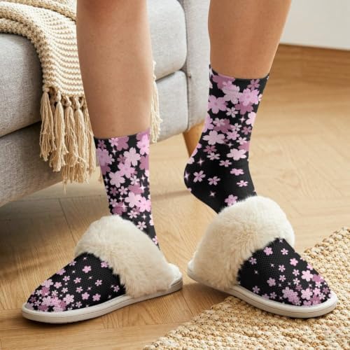 Fuzzy Slippers for Women Washable Cotton Slippers with Crew Socks - Image 4