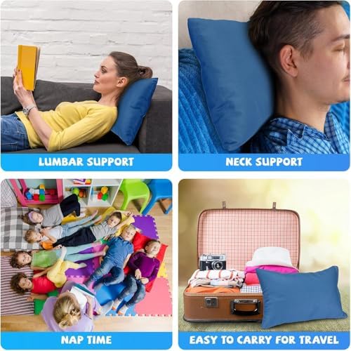 Kigley 12 Pack Mini Pillows for Daycare 9.1 x 13.8'' Small Travel Pillow Bulk Soft Breathable Cotton Pillow for Nap Travel Pet Neck Lumbar Purse Insert (Deep Blue) - Image 6