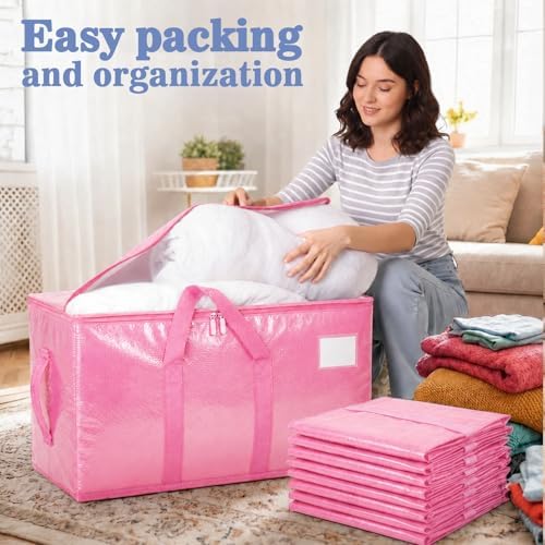 Songrey Extra Large Heavy Duty Moving Bags, 4 Pack, Pink - Image 5