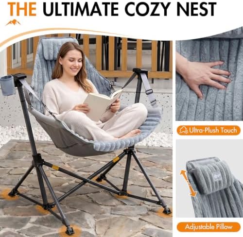 Portal Hammock Camping Chair,Adjustable Recline Backrest,Grey - Image 7
