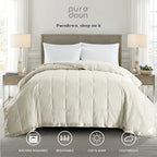 puredown® Blankets Queen Size - Soft Lightweight Down Blanket for Bed, Cozy Warm Luxury Bed Blanket with Satin Trim, Ivory (90"X90") - Image 6