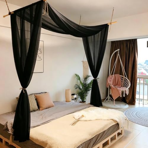 Comtelek Bed Canopy for Girls,King Canopy Bed Curtains with Beds Frame Queen & Full Bed 59 * 228in Black Tulle Gothic Canopy Scarf,Sheer Bed Drapes,Twin Canopy Decor for Baby Crib,Kid Adult Beds - Image 6