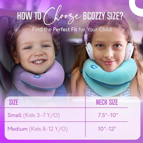 BCOZZY Kids Travel Neck Pillow 2-Pack – Small Pink & Small Light Blue – Patented Wraparound Chin Support for Car & Plane Travel - Image 5