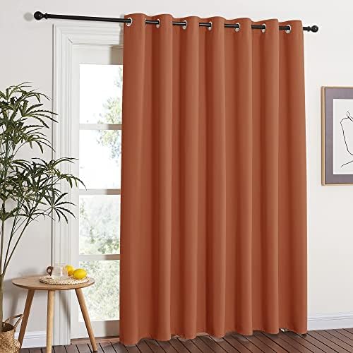 NICETOWN Blackout Curtain for French Door - Indoor Slider Curtain for Patio Door, Extra Wide Drape for Living Room/Bedroom (Burnt Orange, W100 x L84, 1 PC) by NICETOWN
