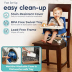 OmniBoost Booster Seat with Tray, Travel High Chair, Baby Chair, Dark Blue - Image 4