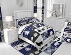 Castle Fairy Deer Bear Comforter Set Twin Size,Rustic Farmhouse Wildlife Patchwork Blue Bedding Set for Kids Boys Men,Camping Cabin Decor Boho Aztec Tribal Quilted Duvet Set with 1 Pillowcase - Image 6