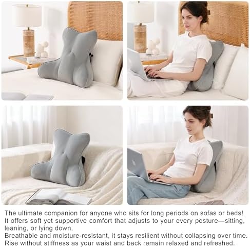 Lumbar Back Pillow (Pat. Pend), Supportive Back Cushion for Bed, Couch & Recliner, Ergonomic Lumbar Pillow with Customizable Firmness for Lower Back Pain Relief, Zinc Gray - Image 5