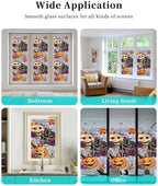 Window Privacy Film Frosted, Pumpkins Halloween Non-Adhesive Static Cling Window Tint, Black Horror Purple Floral Vintage Insulated Windows Frosted Films for Living Room, 35.4 x 78.7 Inches - Image 7
