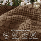 PHF Lightweight 100% Cotton Waffle Blanket for Bed, Queen, Chocolate - Image 4