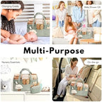 PeraBella Baby Diaper Caddy Organizer, Baby Basket Shower Gift, Portable Changing Table Basket, Postpartum Caddy & Tote Bag Pouch, Newborn Boy & Girl Nursery Essentials Registry, Car Diaper Organizer - Image 5