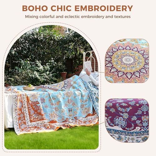 LUTBM Boho Throw Blanket for Bed 60"x80", All Season Cotton Couch Blankets - Image 3
