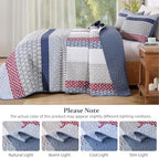 WONGS BEDDING Boho Quilt King Size, Patchwork Bedding Set, Blue Red - Image 5