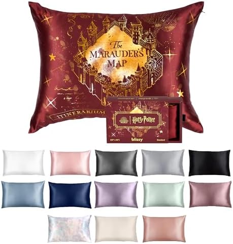 Blissy Silk Pillowcase - 100% Pure Mulberry Silk - 22 Momme 6A High-Grade Fibers - Silk Pillow Cover for Hair & Skin - Regular, Queen & King (Harry Potter - Marauder's Map, King) by Blissy