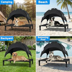 Elevated Dog Bed with Canopy Raised Pet Cot for Large Dogs, Outdoor Dog Cot with Removable Sun Shade Tent, Breathable Mesh Portable Dogs Cot for Camping, Beach, Backyard, Outdoor Use - Image 6