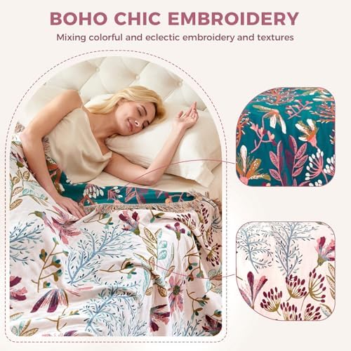 LUTBM Boho Throw Blanket for Bed 60"x80", All Season Cotton Couch Blankets - Image 3